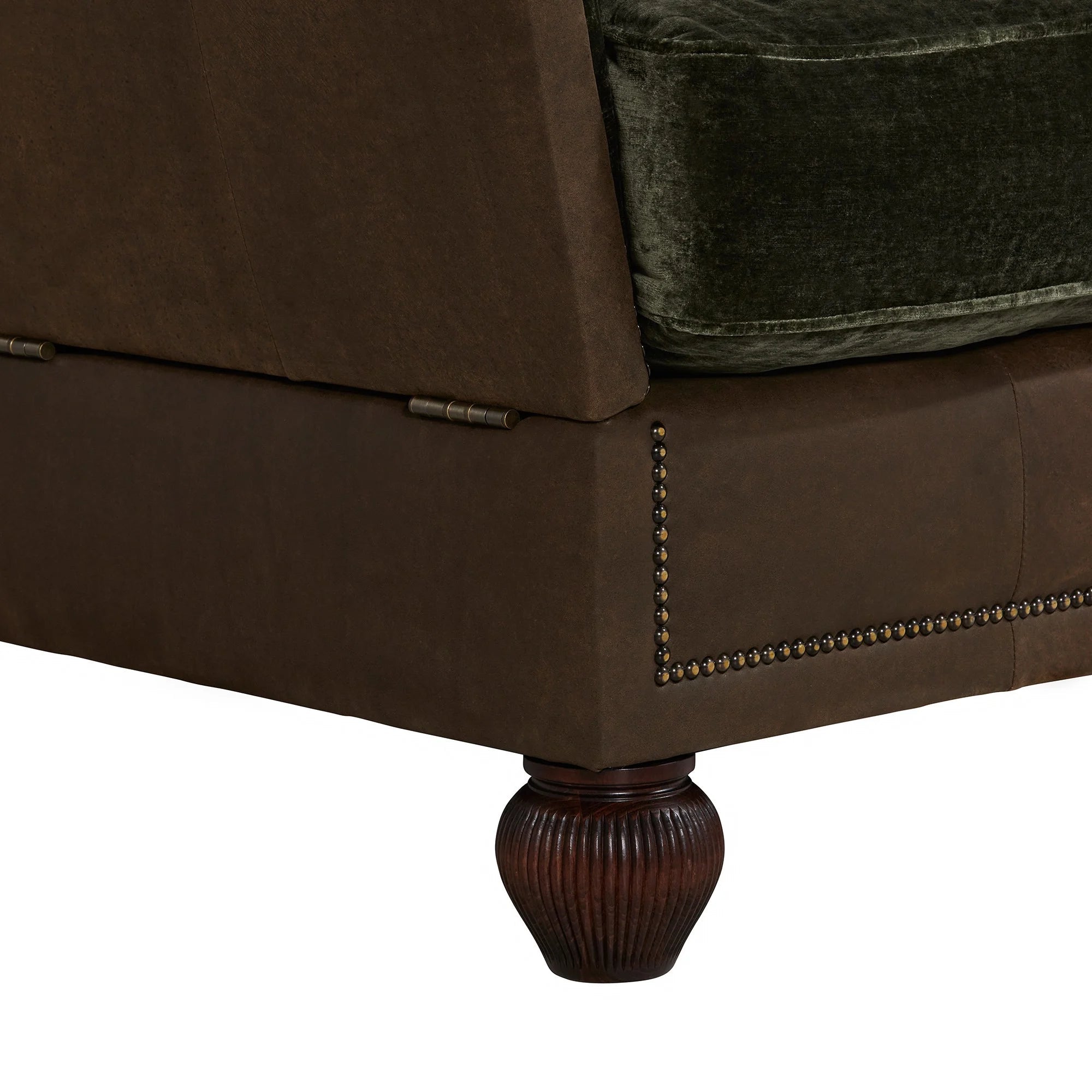 Warwick Leather Snuggler with Velvet Seat Cushions