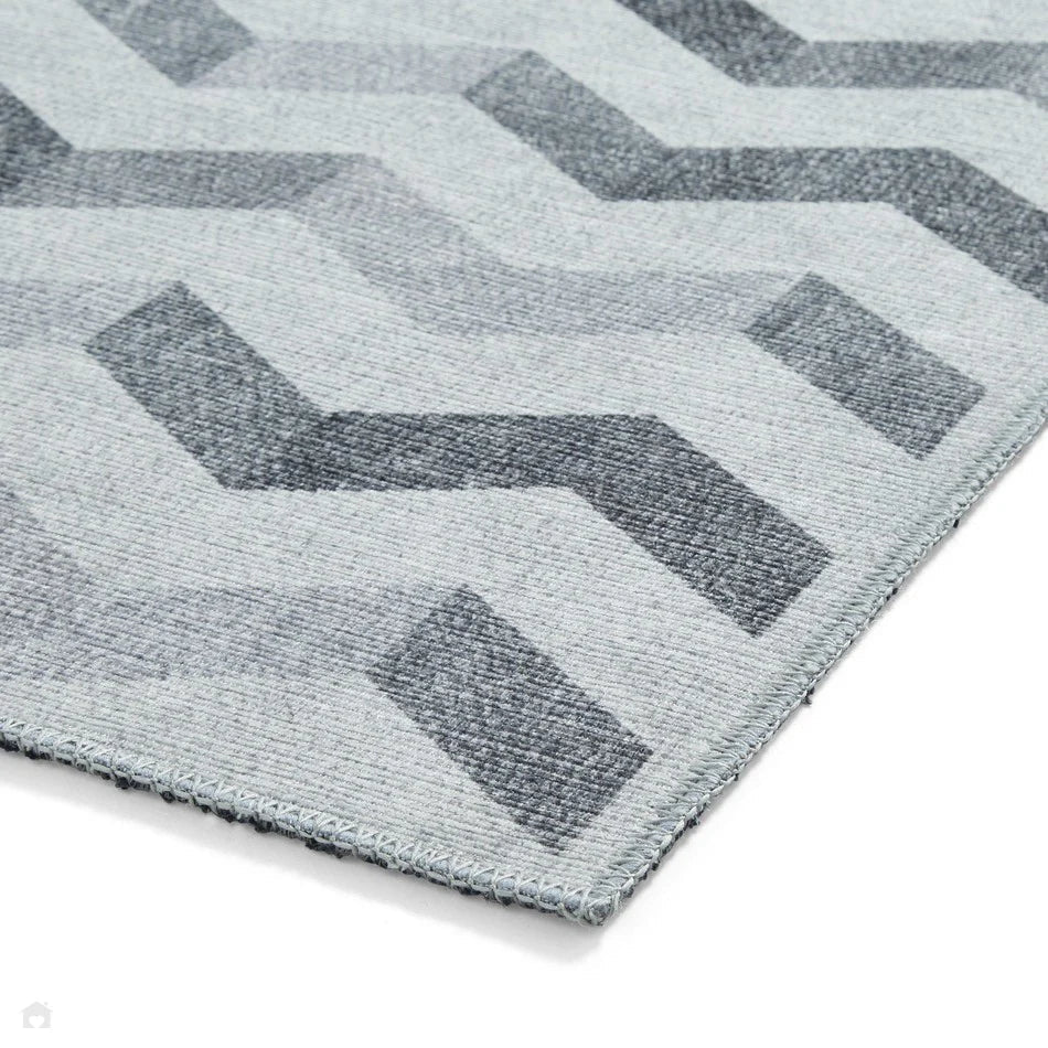 Washable Geometric Rug, Blue 61 x 120cm,61 x 170cm,76 x 150cm,76 x 230cm,122 x 170cm,152 x 230cm