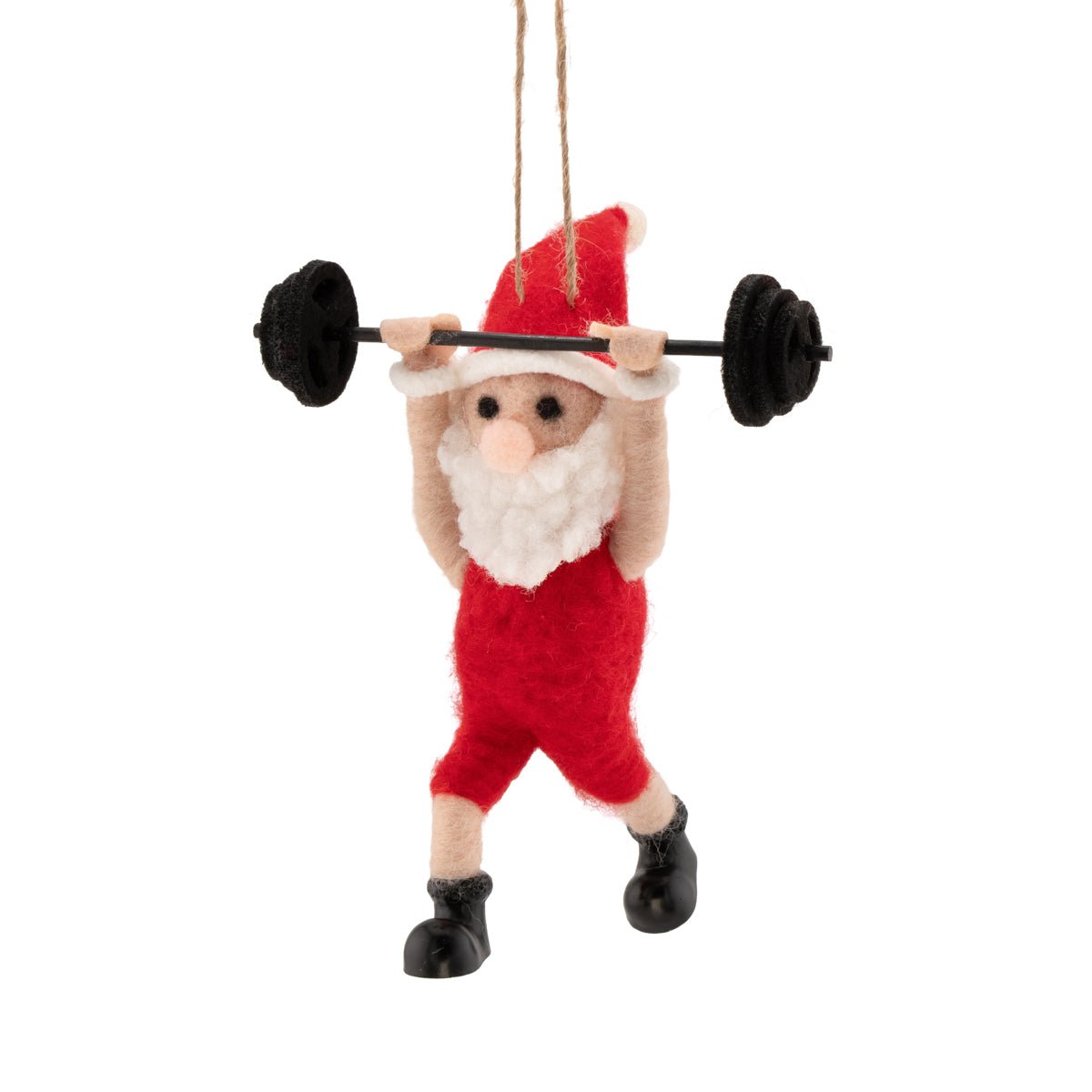 Weight Lifting Santa Felt Decoration - Angela Reed - Christmas Decorations