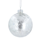 White Damask and Snowflake Glass Bauble - Angela Reed - Christmas Decorations
