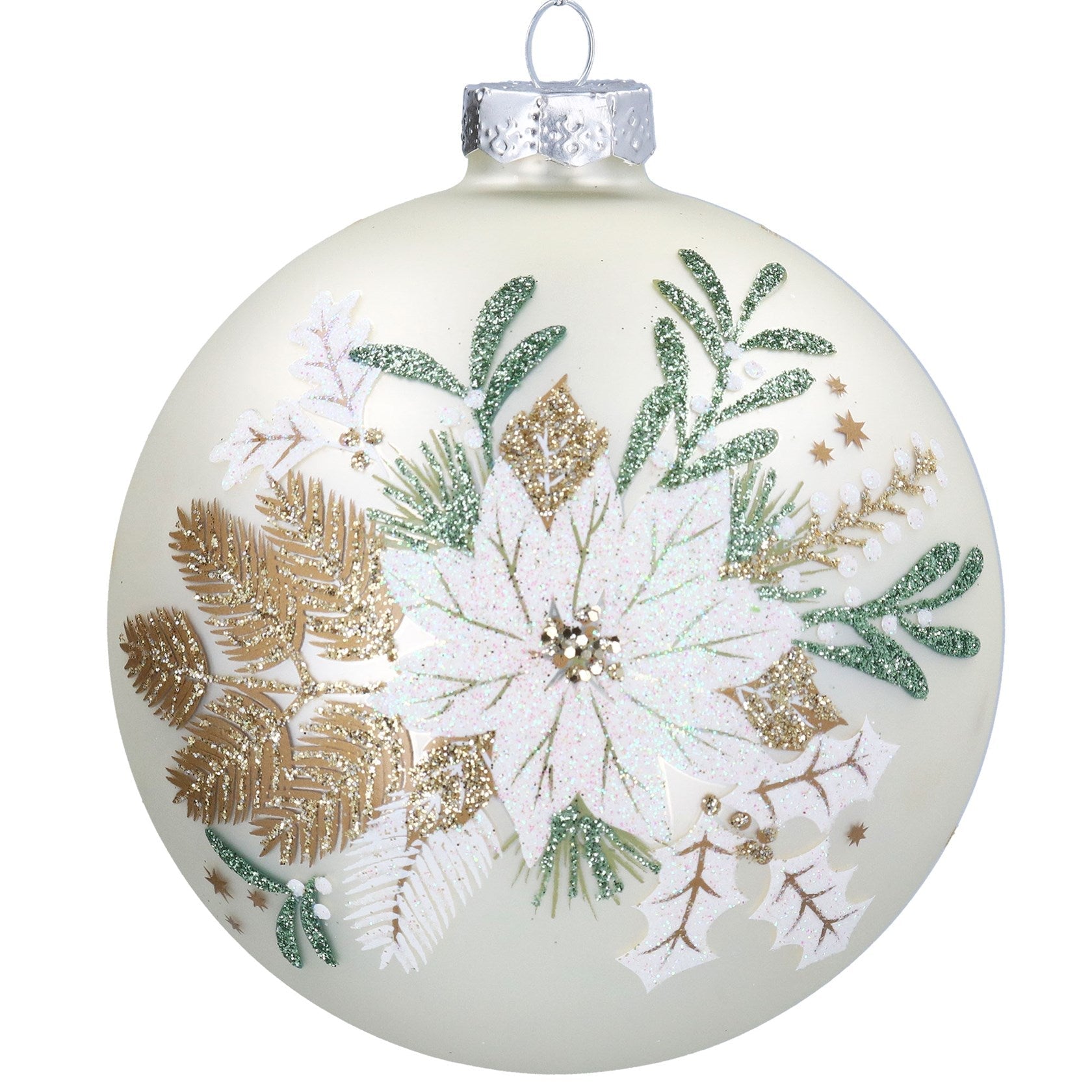 White Poinsettia Bauble - Angela Reed - Christmas Decorations