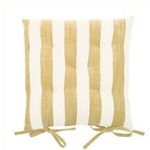 Wide Stripe Seat Pad Cushion with Ties, Honeydew