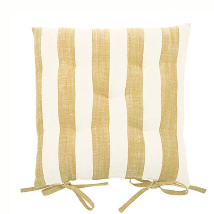 Wide Stripe Seat Pad Cushion with Ties, Honeydew