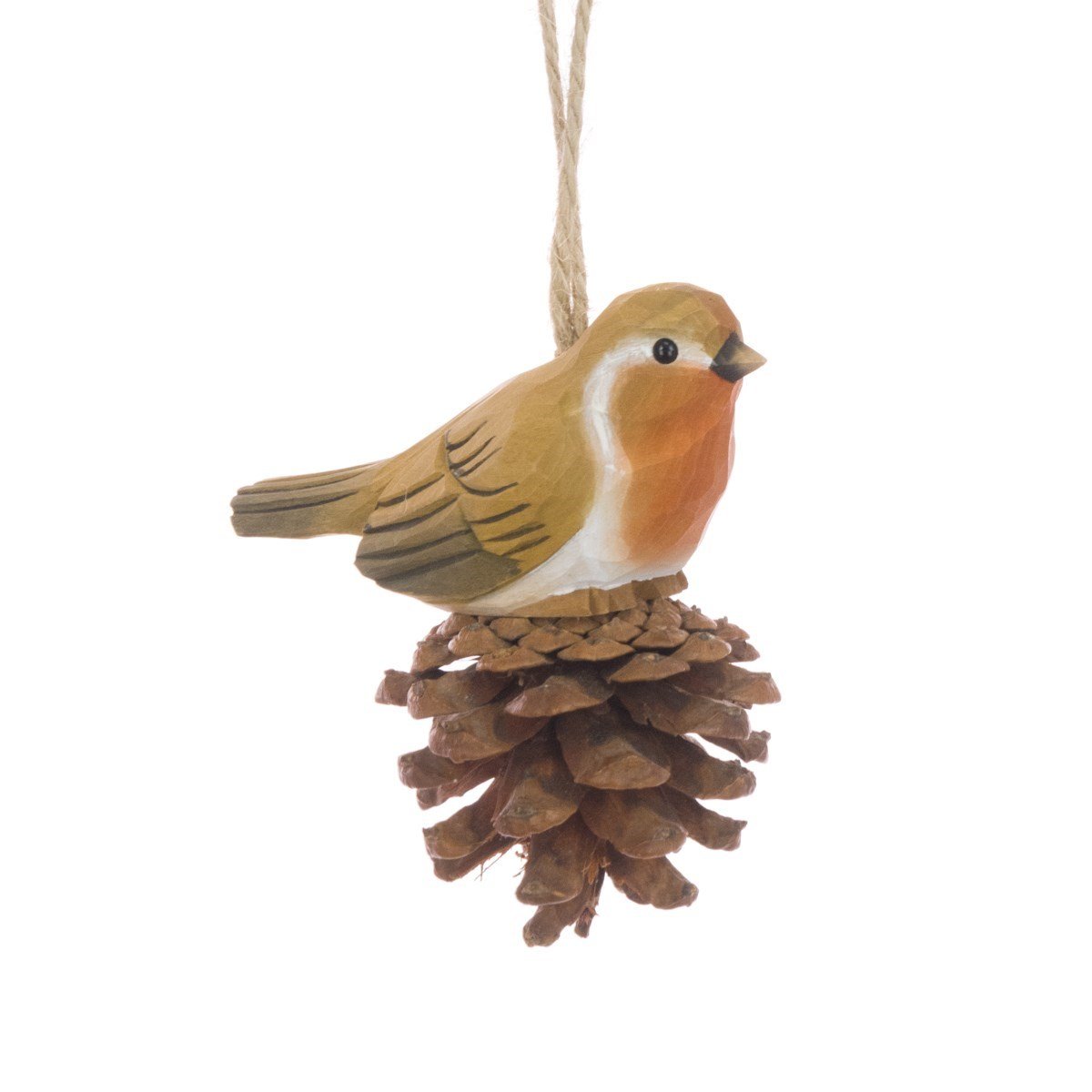 Wooden Robin On Pinecone - Angela Reed - Christmas Decorations