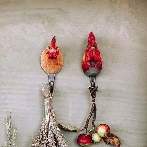 Wooden Rooster Hook