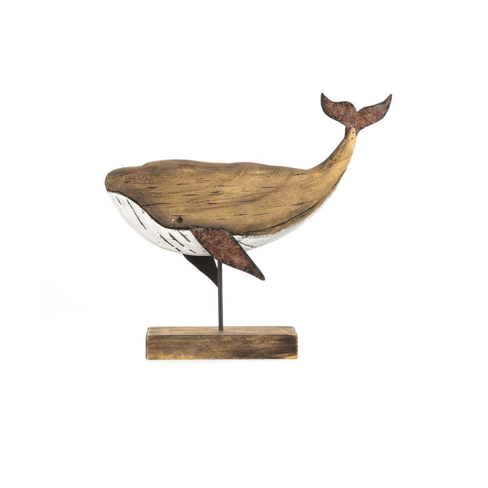 Wooden Whale on Stand, Medium