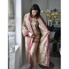 Yellow & Pink Carnation Print Dressing Gown