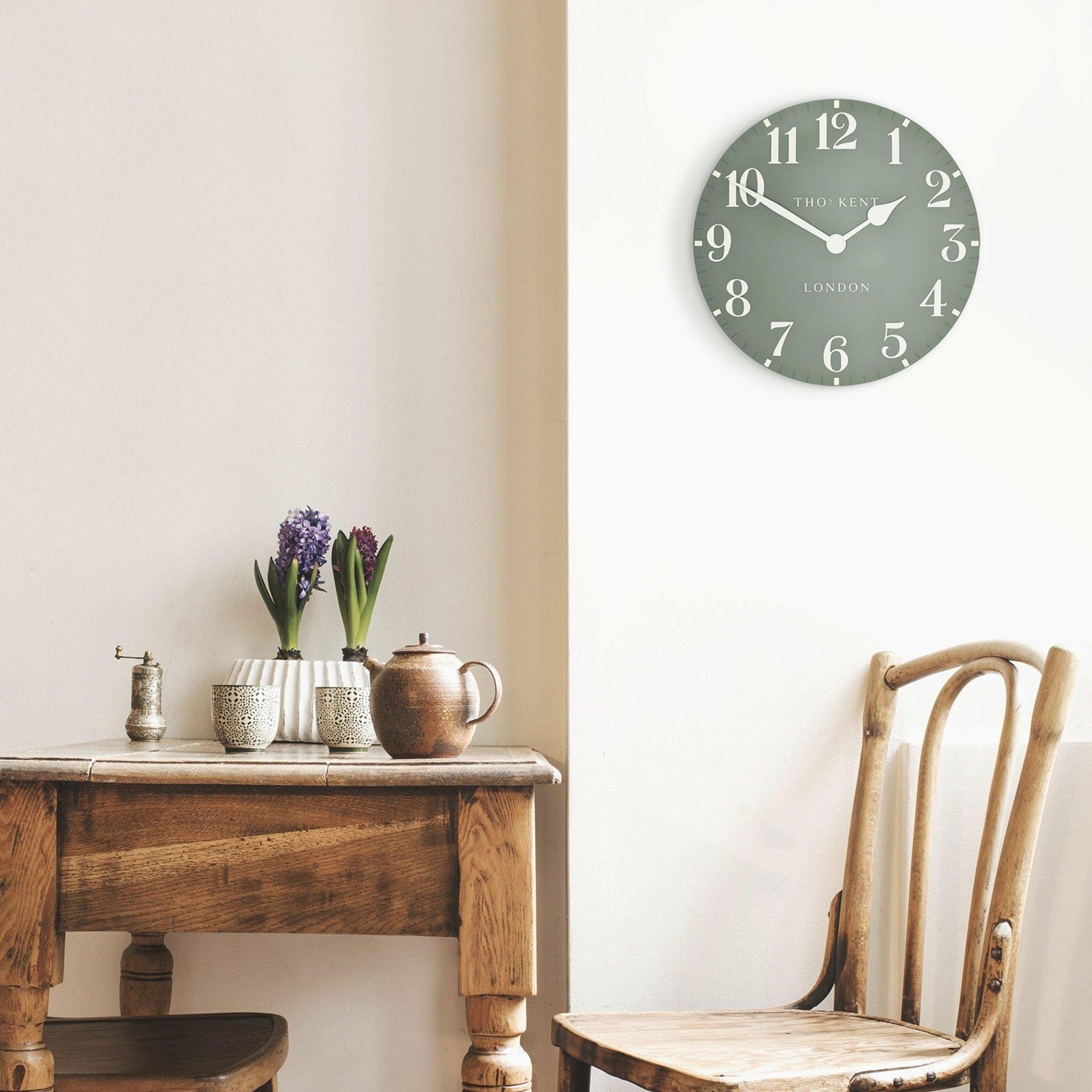 12" Arabic Clock, Seagrass