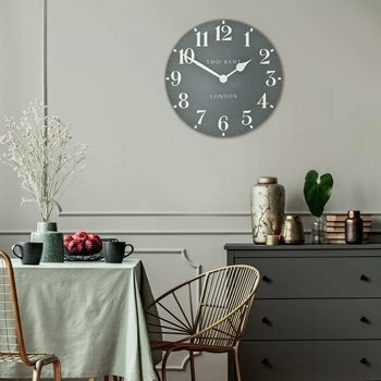 20" Arabic Wall Clock, Flax Blue