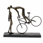 Antique Bronze Sculpture, Kissing Couple On Bike