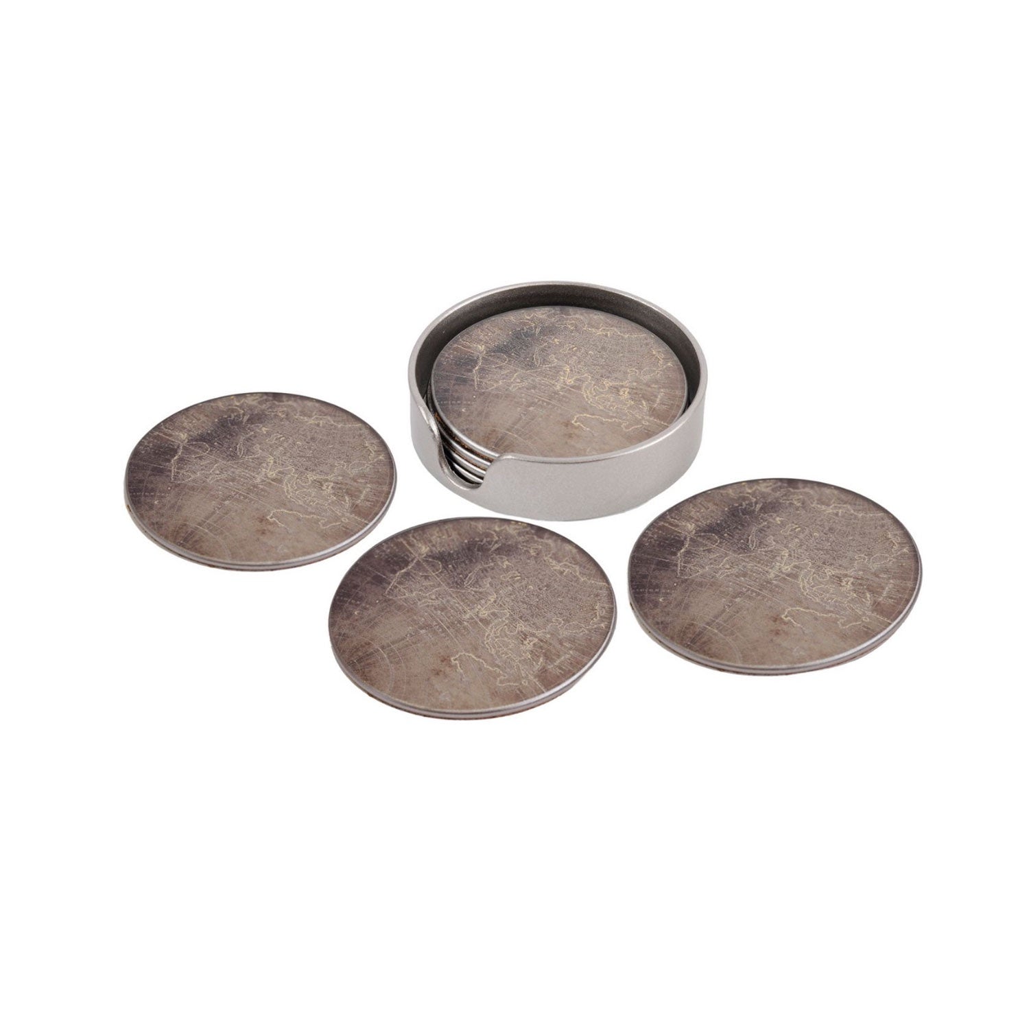 Antique Gold Set of 4 Atlas Coasters