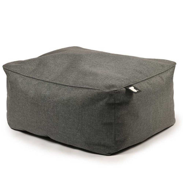Square B-Stool in charcoal grey fabric with a durable textured finish