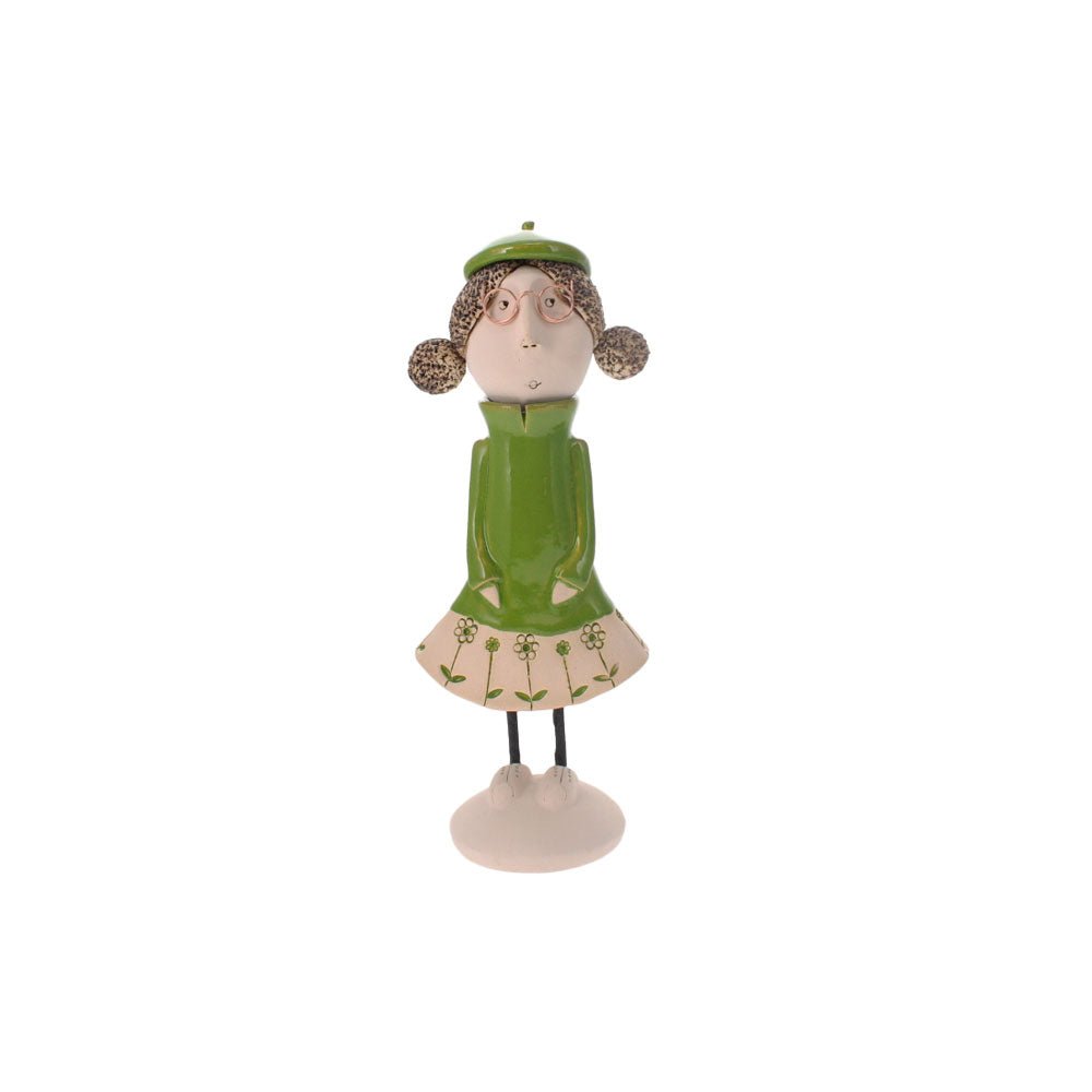 Best Friend Female with Bunches Statue, Green