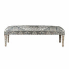 Blue Turkish Rug Pattern Bench