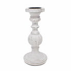 Chunky Large Wooden White Candlestick