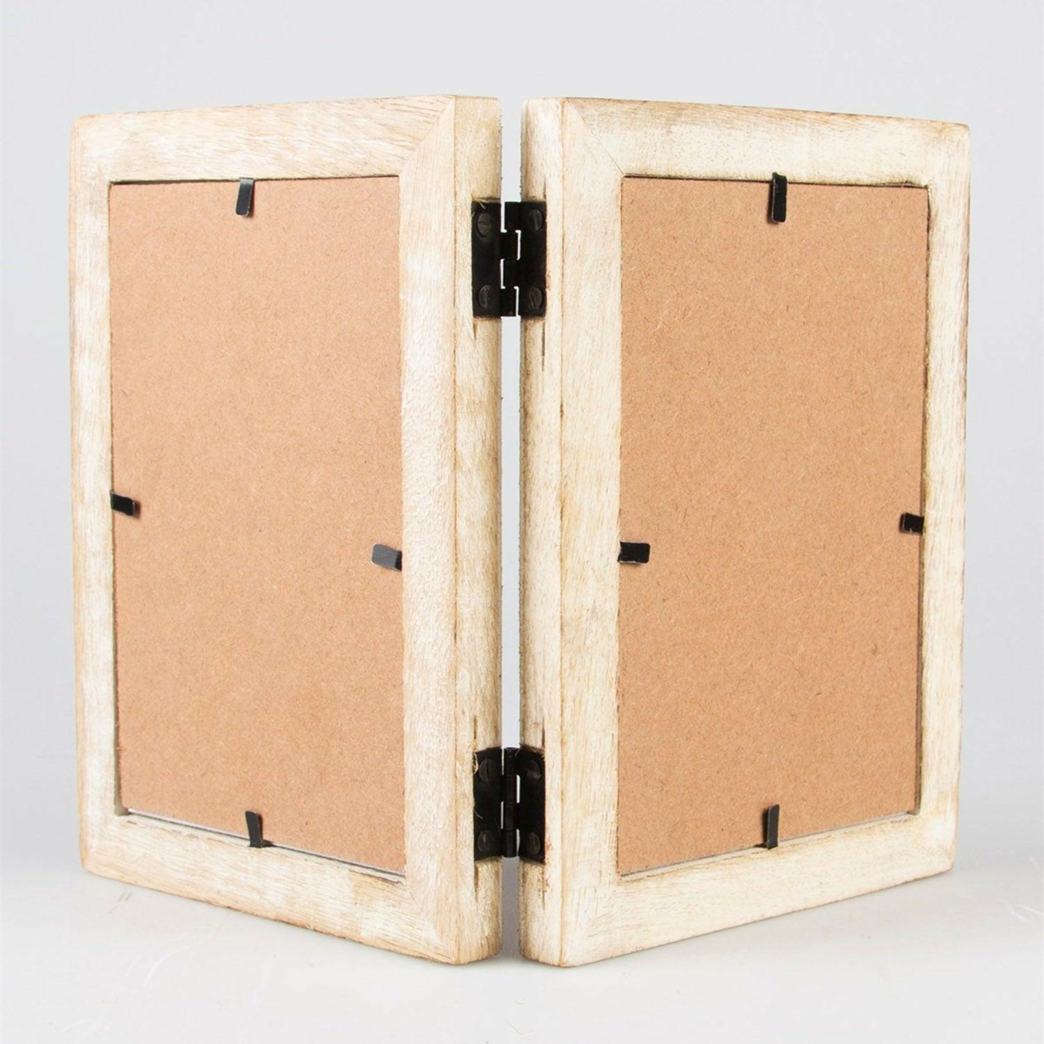 Double White Wood Photo Frame