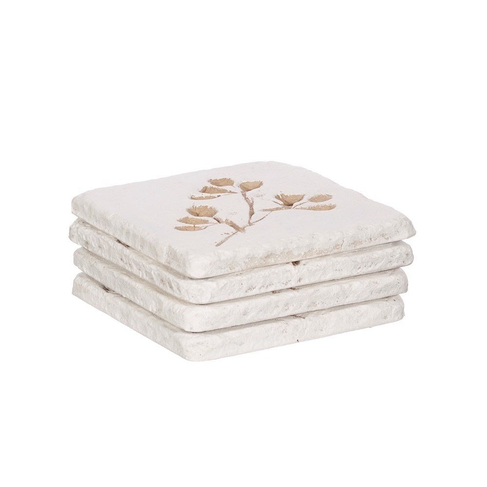 Flower Imprint Coasters, Set of 4