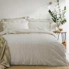 Hebden Mélange Stripe Duvet Cover Set, Natural Super King (6'),Double (4'6"),Kingsize (5'),Single (3')