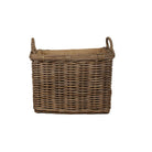 Large Lined Rectangular Log Basket with Handles