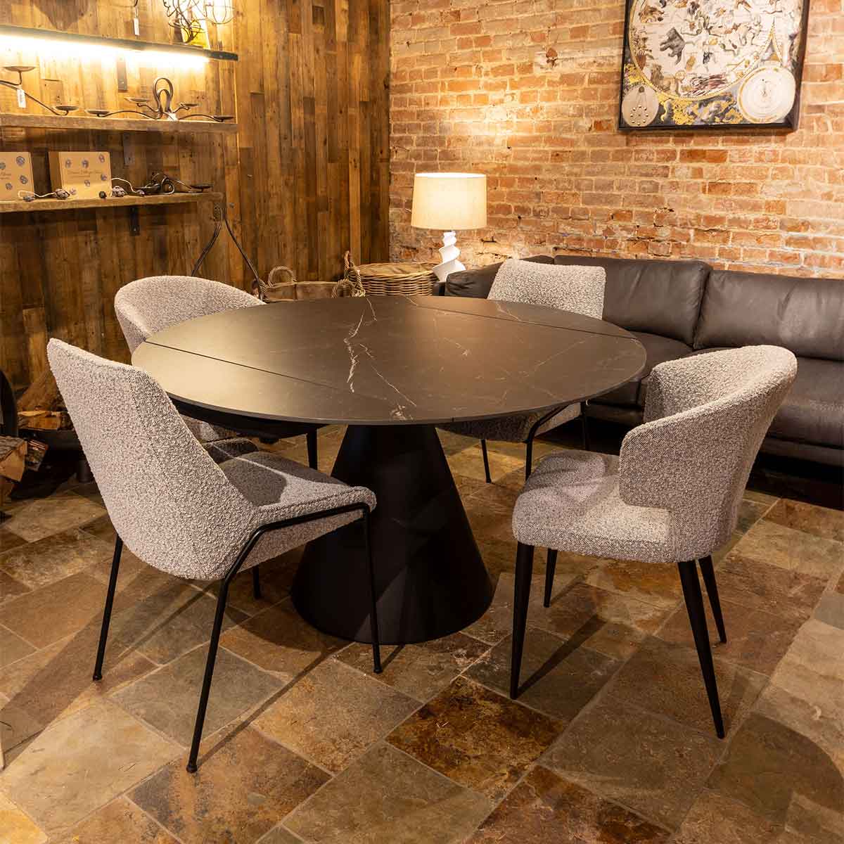 Oslo Sintered Stone Twist Table, Black
