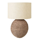 Rattan Orb Table Lamp with Linen Shade