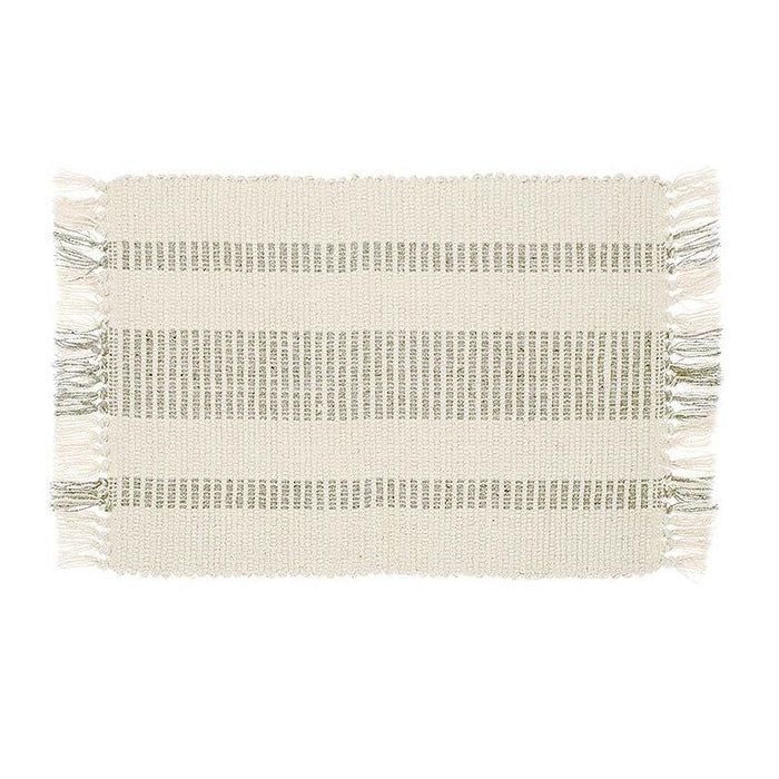 Recycled Cotton Striped Placemat, Taupe