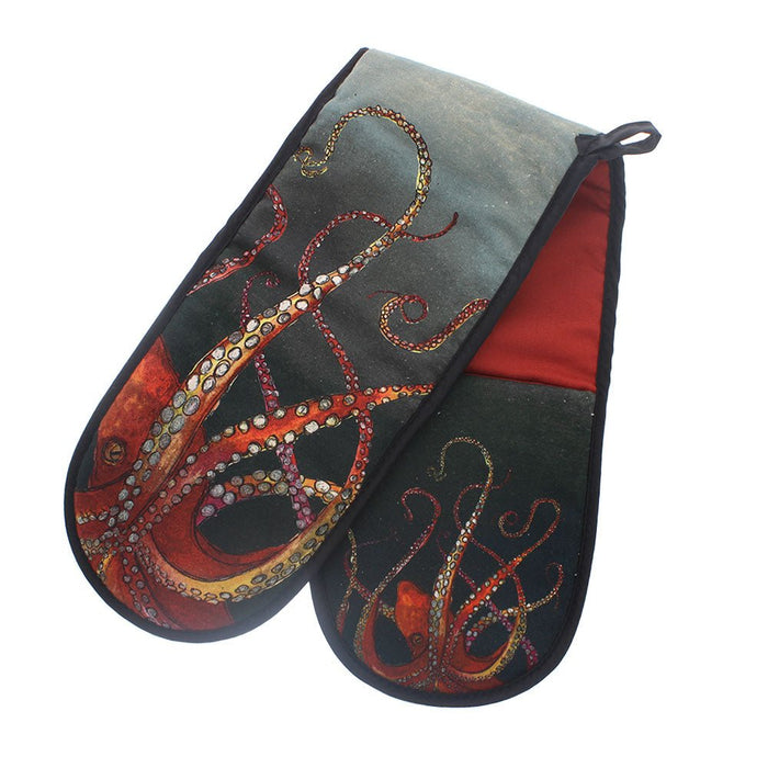 Red Octopus Double Oven Glove