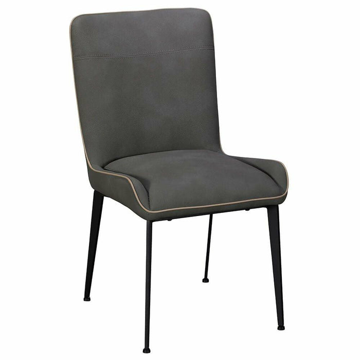 Grey Reuben dining chair with contrast piping and black metal legs