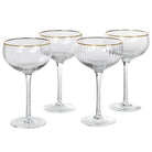 Set of 4 Gold Rim Champagne Glasses