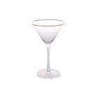 Set of 4 Ribbed Gold Rim Martini Glasses