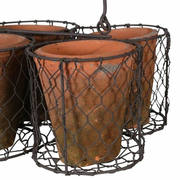 Set of 6 Small Pots in Basket