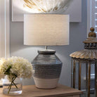 Skyline Grey and Blue Ceramic Table Lamp with Shade