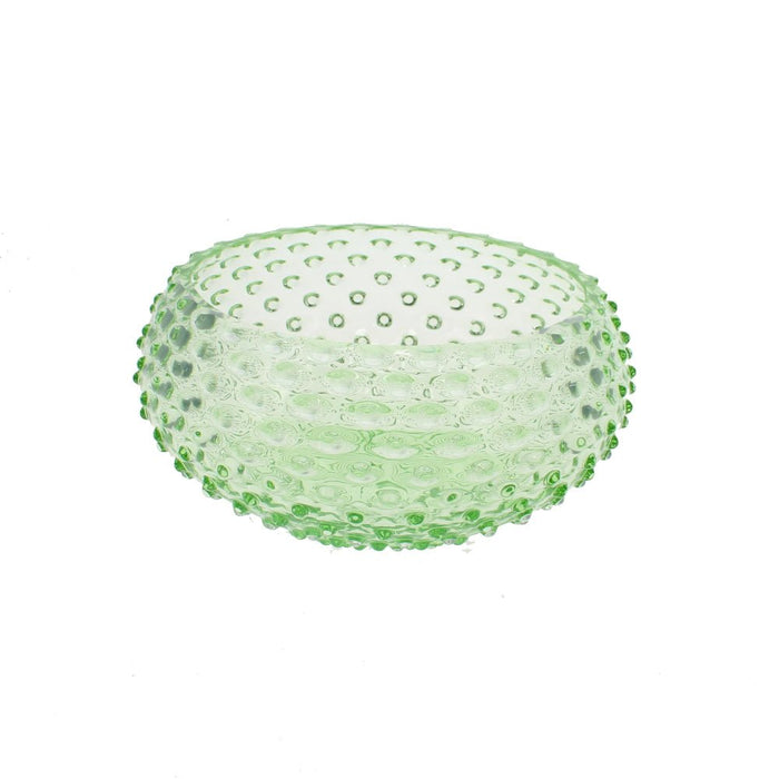 Spring Green Hobnail Bowl showing its distinctive textured glass surface and vibrant colour on a plain background