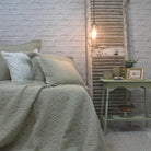 Stonewash Cotton Bedspread, Pampas Green Single 190 x 260 cm,One Size 250 x 260 cm - to fit Double or King Size bed,Superking 305 x 280 cm