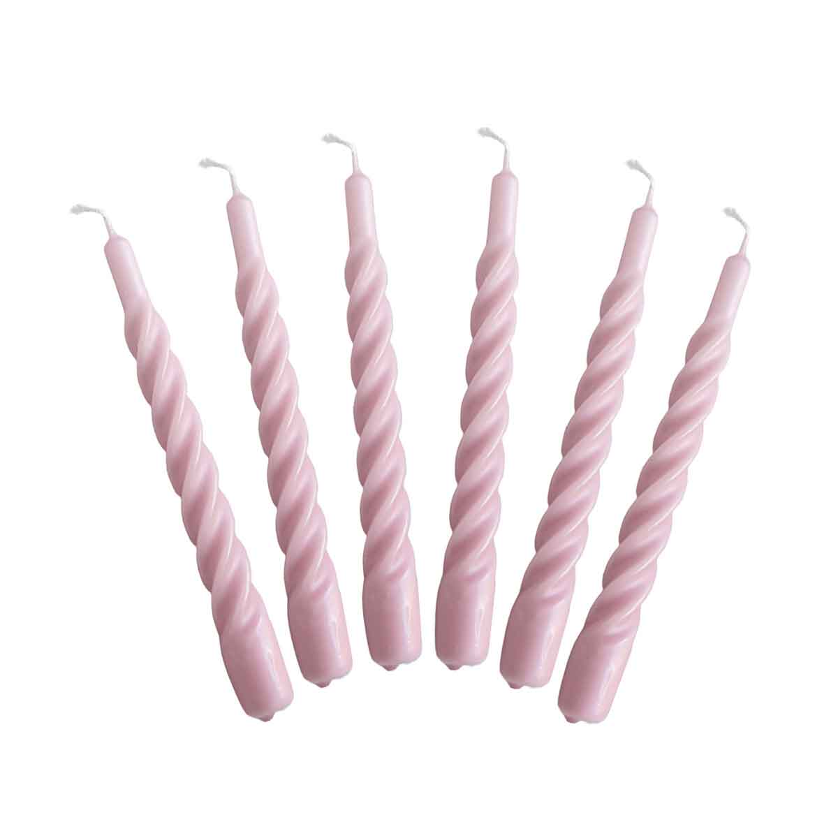 Twisted Taper Candle Linen,Turquoise,Raspberry,Pink,Orange,Ivory,Red