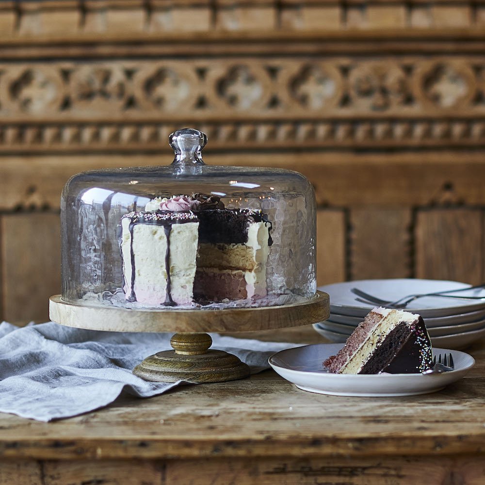 Wooden Cake Stand and Cloche